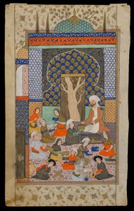 Folio z kvintetu (Khamsa) od Nizámího; recto: (neprůhledný akvarel, tuš a zlatá barva na papíře). od Persian School