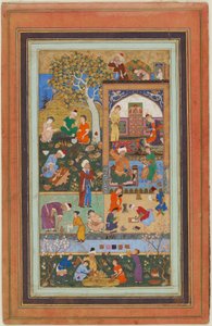 Folio z alba; A School Scene, Tabriz, Iran, Safavid period, c.1540 (neprůhledný akvarel, inkoust a zlato na papíře) od Persian School