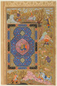 Folio z alba; verso: Mladá žena, Isfahán, Írán, safavidské období, 1590-1610 (neprůhledný akvarel, tuš a zlato na papíře) od Persian School