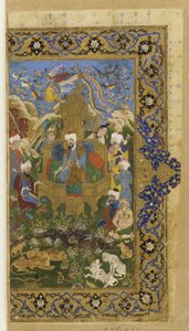 Folio z neidentifikovaného textu; Šalomoun na trůn od Persian School