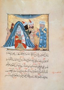 Ilustrace z Maqamat (The Meetings) od Al-Hariri (kvaš na papíře) od Persian School