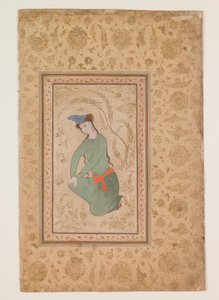 Klečící mladík, počátek 17. století (akvarel na papíře) od Persian School