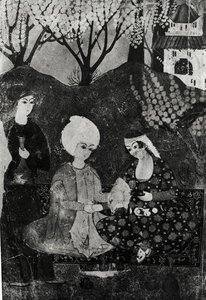 Muž a žena v zahradě od Persian School