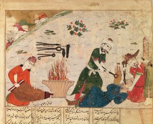 Ms Supp Pers 493 fol.363v Umučení jednoho z Haftvadových strážců, ze Šahnámy (Knihy králů) od Abul-Qasima Manúra Firdawsiho (asi 934-1020) od Persian School