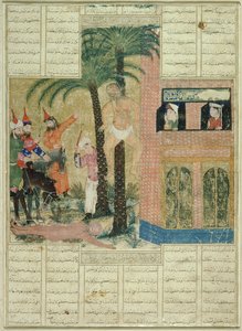 Stránka z Demotteho rukopisu Shahnama (Kniha králů), od Abul-Qasima Manura Firdawsiho (c.934-c.1020) z Tabrizu, c.1335 (neprůhledné wc, inkoust a zlato na papíře) od Persian School