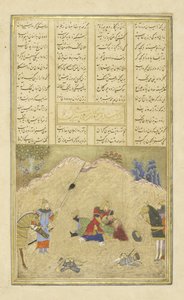 Peršan 239 fol.190b B?zhan zabíjí H?m?n, ilustrace z Shahnama (Kniha králů), od Abul-Qasim Mansur Firdawsi (c.934-c.1020), 1444 od Persian School