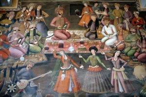 Shah Abbas I Great přijímá Nadr Vali Muhammad Khan z Khanate of Buchara, přijímací sál od Persian School