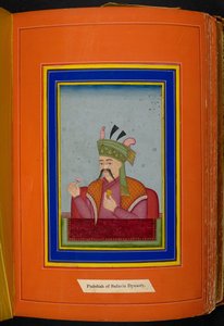 Šáh Abbás I. z Persie (reg. 1588-1629) portrét hlavy a ramen, pohled vlevo (neprůhledný akvarel na papíře) od Persian School