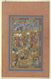 Sulayman a Bilqis na trůn, kolem 1590-1600 od Persian School