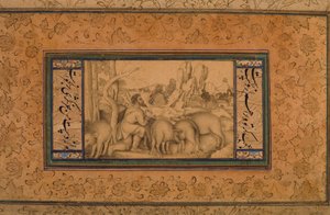 Marnotratný syn, cca 1600 (neprůhledné wc a inkoust na papíře) od Persian School