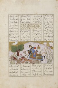 Zabití lvů Esfandiarem od Persian School
