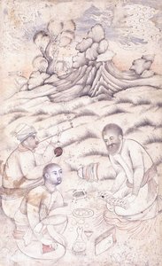 Tři mladí muži v krajině, c. poloviny 17. století od Persian School