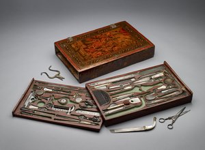 Sada nástrojů zobrazující Svatou rodinu, kolem roku 1830 (kombinovaná média) od Persian School