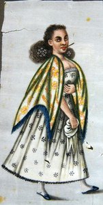 Lady with cheroot, c.1820 (akvarel na papíře) od Peruvian School