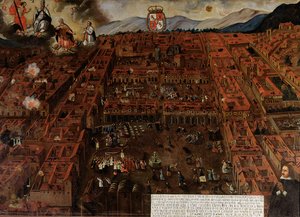 Pohled na Cuzco v době zemětřesení v roce 1650