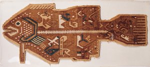 Vlněná štěrbinová tapisérie ryby (textil) od Peruvian School