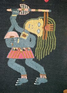Tanečnice z tkané vlny s obuškem, kmen Paracas (textil) (viz také 231826) od Peruvian School