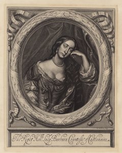 Barbara Villiers, hraběnka z Castlemaine, milenka krále Karla II (rytina)