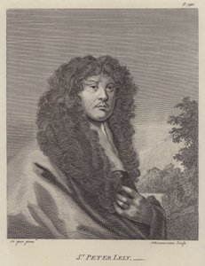 Sir Peter Lely , anglický umělec (rytina) od Peter (after) Lely