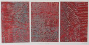 Triptych v červené a šedé barvě od Peter A Ford