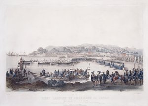 První vylodění Američanů v Japonsku v Gore-Hama 14. července 1853,