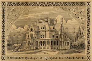NC Thompson House, Rockford, Illinois, Perspective, 1876.