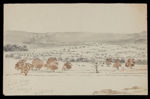 Tábor generála sira Hugha Rose v Saugoru, 6. února 1858 (kresba) od Peter Charles William