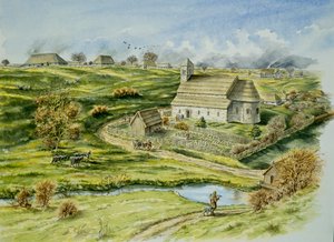 Středověká vesnice Wharram Percy, konec 12. století, c1990-2010