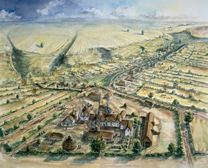 Středověká vesnice Wharram Percy, konec 12. století, c1990-2010
