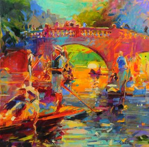 Punts, Clare Bridge od Peter Graham (Contemporary)