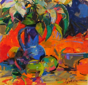 Lilie, 2021 (olej na plátně) od Peter Graham