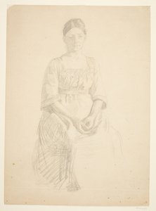 Umělcova manželka sedí jako model pro portrét paní Thory Karl Madsen pro obraz: Inaugurace Faaborgova muzea (1910-11) od Peter Hansen