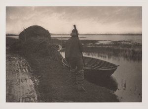Muž z bažin jdoucí řezat rákosovou podestýlku, z díla Život a krajina v Norfolk Broads od Peter Henry Emerson