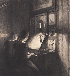 Dvě malé holčičky u klavíru od Peter Vilhelm Ilsted