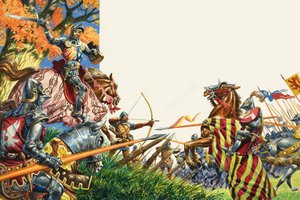 Bitva u Agincourtu v roce 1415 (kvaš na papíře) od Peter Jackson