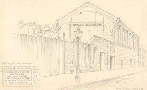 Marylebone Theatre, Londýn, zadní část divadla v Mulready Street (původně Little Church Street) od Peter Jackson