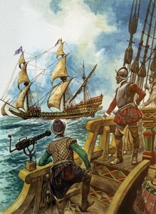 Sir Francis Drake (1540-96) (kvaš na papíře) od Peter Jackson