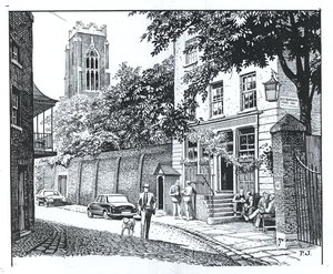 Grenadier, Wilton Row, Belgravia (inkoust na papíře) od Peter Jackson