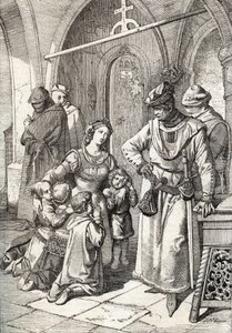 Atentát na vznešenou dámu Ines de Castro (1320-1355), druhou manželku Petra I. (Pedro I) Portugalského v klášteře Santa Clara de Coimbra, Portugalsko 1355 (manželka portugalského krále Petra I. Ines Castro v klášteře Santa Clara v Co