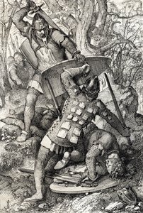 Smrt Ernesta II Švábského (1010-1030) v bitvě proti předvečer Kostnice, Německo (Smrt Ernesta II., vévody švábského v Kostnici, Německo od Peter Johann Nepomuck Geiger