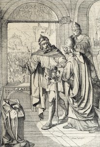 První členové dynastie Habsburg Radbot a Eveque Werner v době výstavby Habsburku udržují v Aargau ve Švýcarsku ve Švýcarsku od Peter Johann Nepomuck Geiger