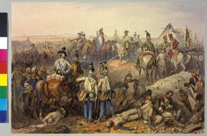 První koaliční válka. 18.3.1793: Karl bitva u Neerwindenu 1793 (akvarel)