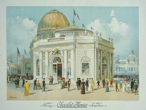 Čokoládovo-menový pavilon, Světová kolumbijská výstava, Chicago, Illinois, pohled z perspektivy