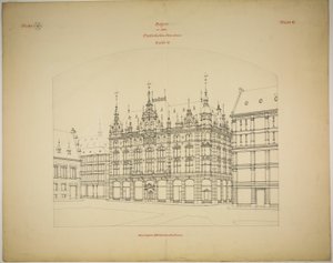 Nová budova Rathskeller, Halle (Saale), Sasko-Anhaltsko, Německo, Perspektiva (nedokončeno)