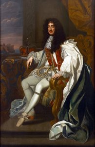 Baroko: Portrét Karla II. z Anglie (1630-1685), v rouše Řádu podvazku par Lely, Sir Peter (1618-1680). Olej na plátně, 213,5x140. Soukromá sbírka