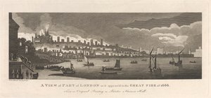 Pohled na část Londýna, jak se objevil při velkém požáru v roce 1666