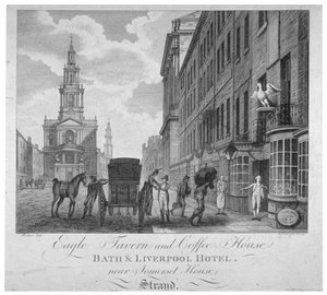 Mimo Eagle Tavern and Coffee House, Bath & Liverpool Hotel, Londýn, c1800