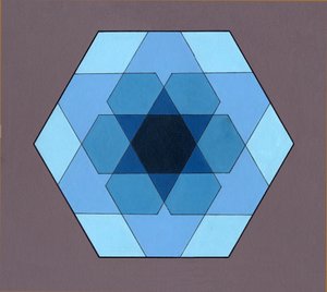 Overlaying Hexagons, 2009 (akryl na desce) od Peter McClure