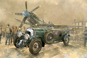 Bentley a Spitfire (olej na plátně)