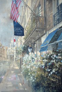 Flemings Hotel, Half Moon Street, Londýn (olej na plátně) od Peter Miller